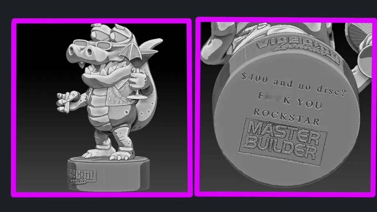 Grand Theft Auto VI koleksiyon kutusunun aligator heykeli 3D baskı için paylaşıldı