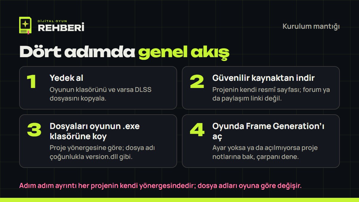 Kurulumun dört adımlı genel akışı